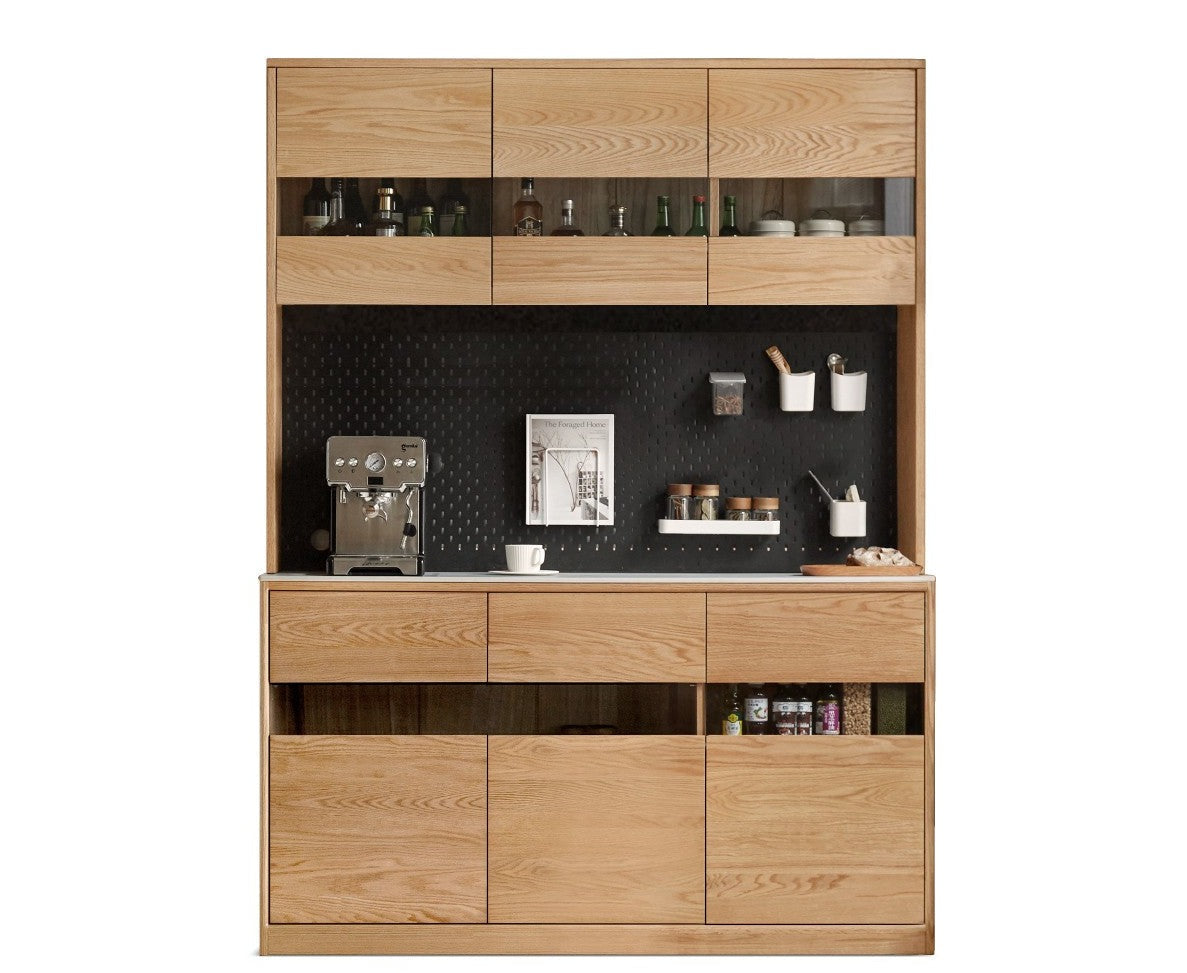 Modern Oak Solid Wood Sideboard Buffet Cabinet - Stylish Storage for Dining Room, Living Room & Entryway