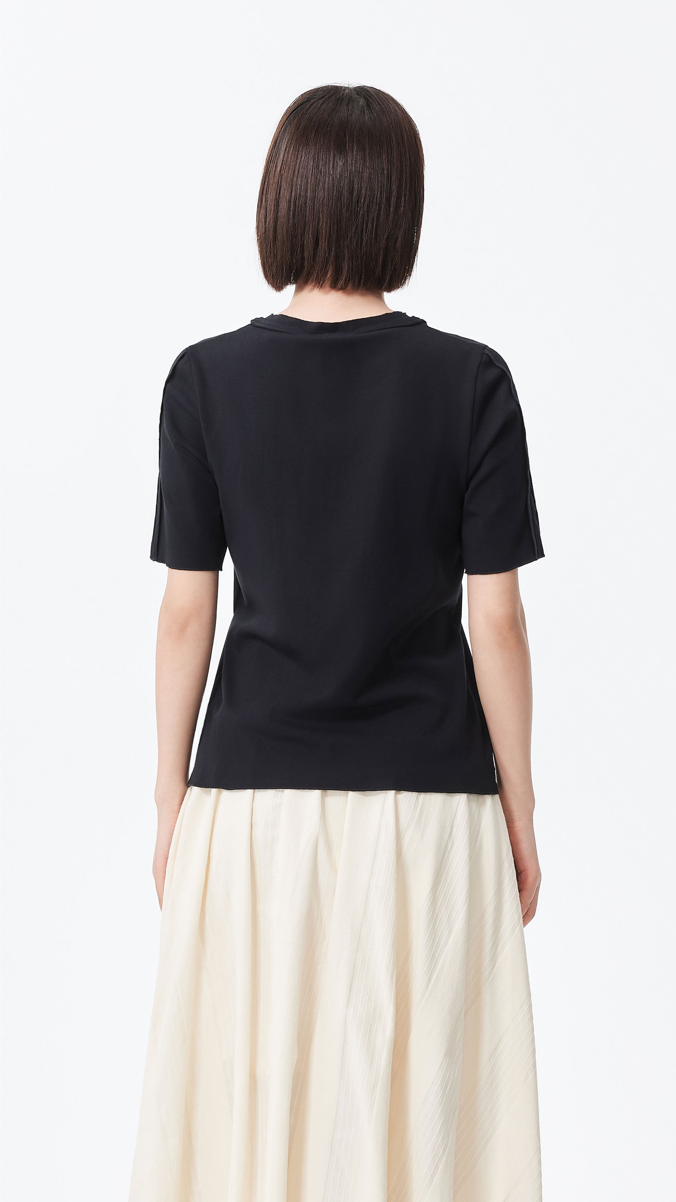 Tucks Trimmed T-Shirt for Men & Women | Comfortable Slim Fit Cotton Tee | Perfect for Casual Wear, Layering & Everyday Outfits