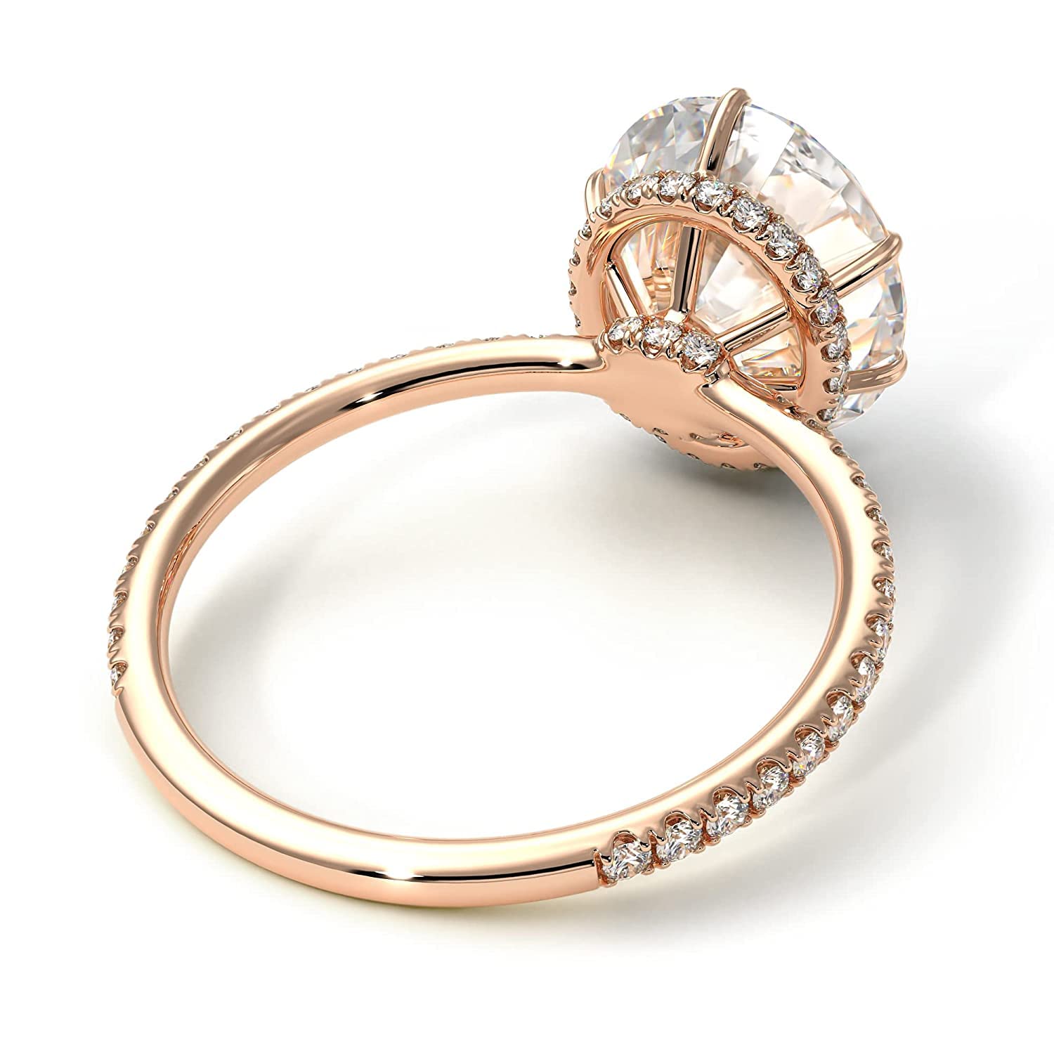 14K-18K Rose Gold Oval Diamond Engagement Ring with Hidden Halo | Premium Moissanite Gemstone | Unique Wedding Jewelry for Proposals & Anniversaries
