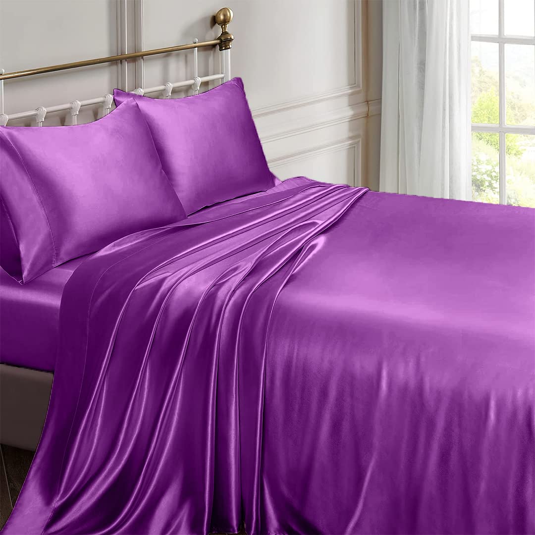Luxury Silk Satin Bed Sheets Set - 6 Piece Hotel Quality Deep Pocket (19