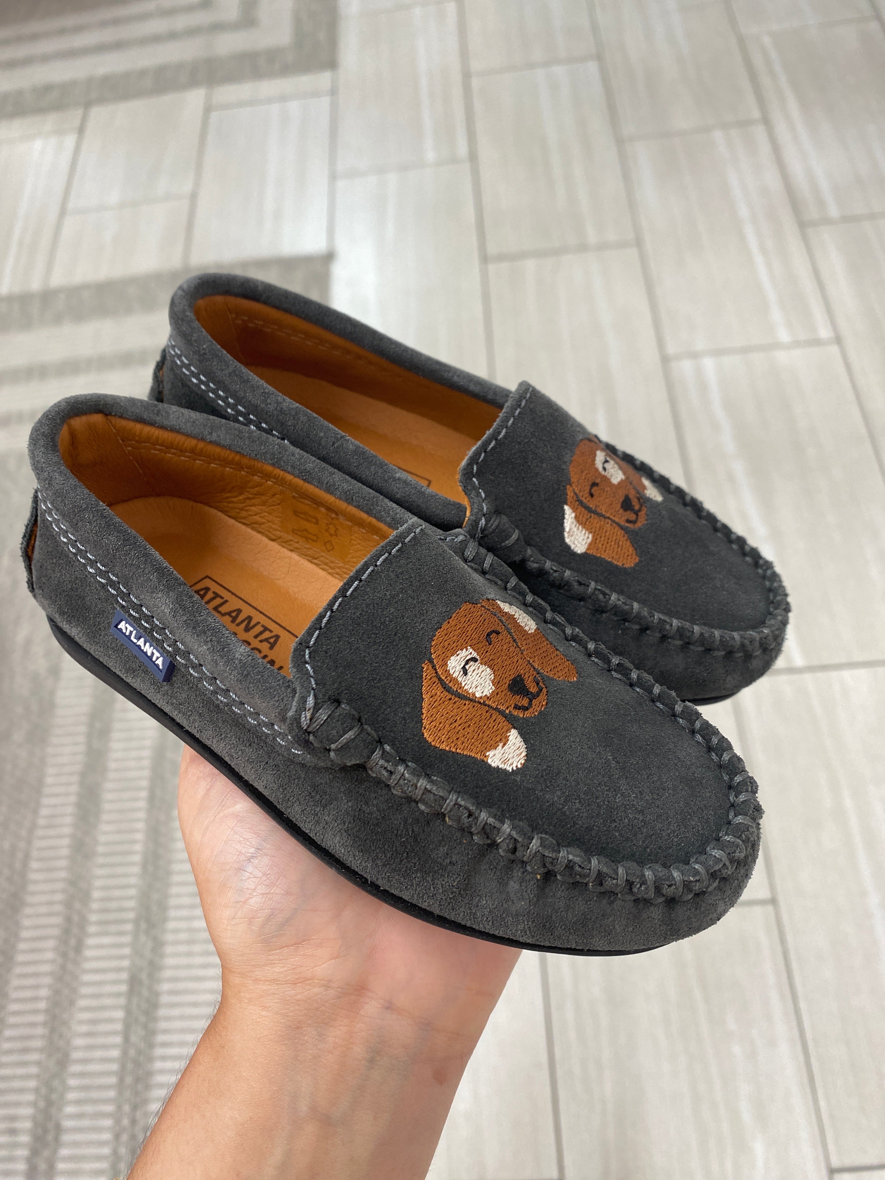 Atlanta Mocassin Gray Suede Dog Shoes - Comfortable Loafers for Small Dogs - Perfect for Indoor & Outdoor Wear, Pet Fashion Accessories