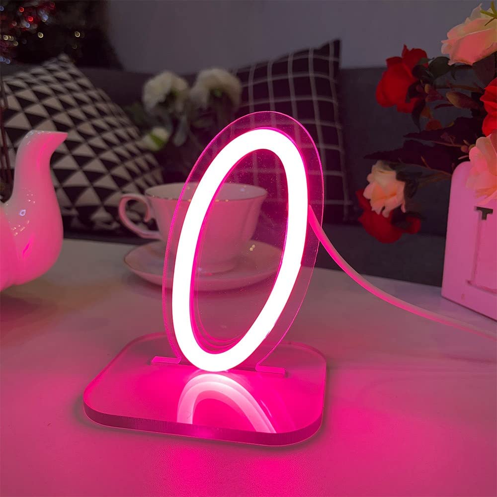 Custom Wedding Table Number Neon Sign - USB Powered LED Desk Lamp for Birthday, Bar, Christmas Party Decor - Pink 5 Inch Height - Perfect for Home, Bedroom, and Event Decorations