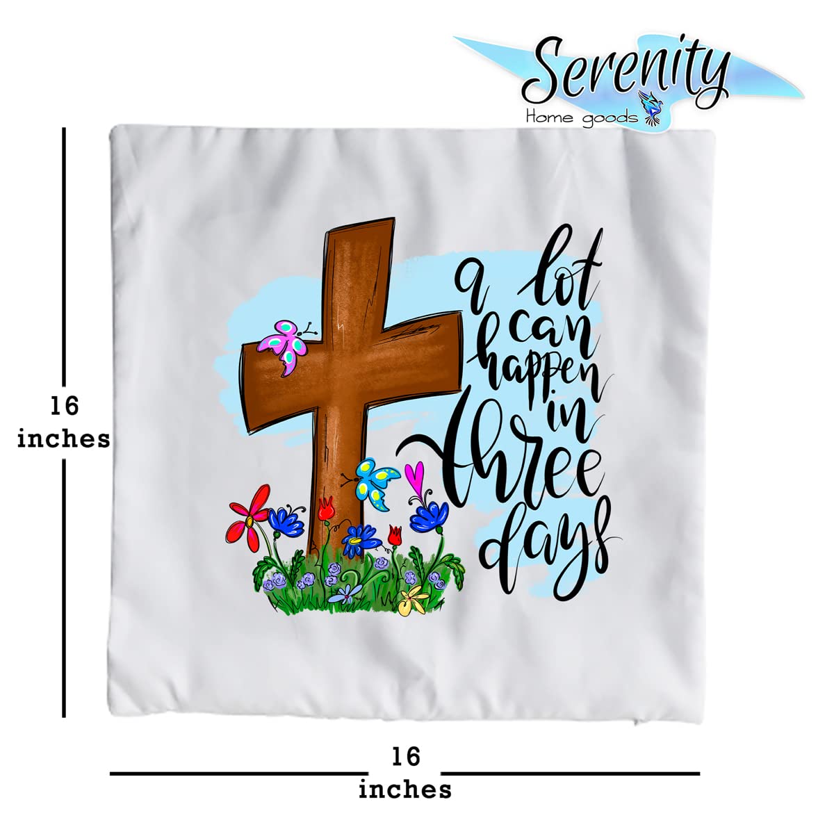 Easter Spring Throw Pillow Cover 16x16 Inches - Soft Decorative Cushion for Sofa, Couch, Bed - White Aesthetic Home Decor for Living Room, Bedroom - Perfect for Easter Decorations, Spring Home Styling