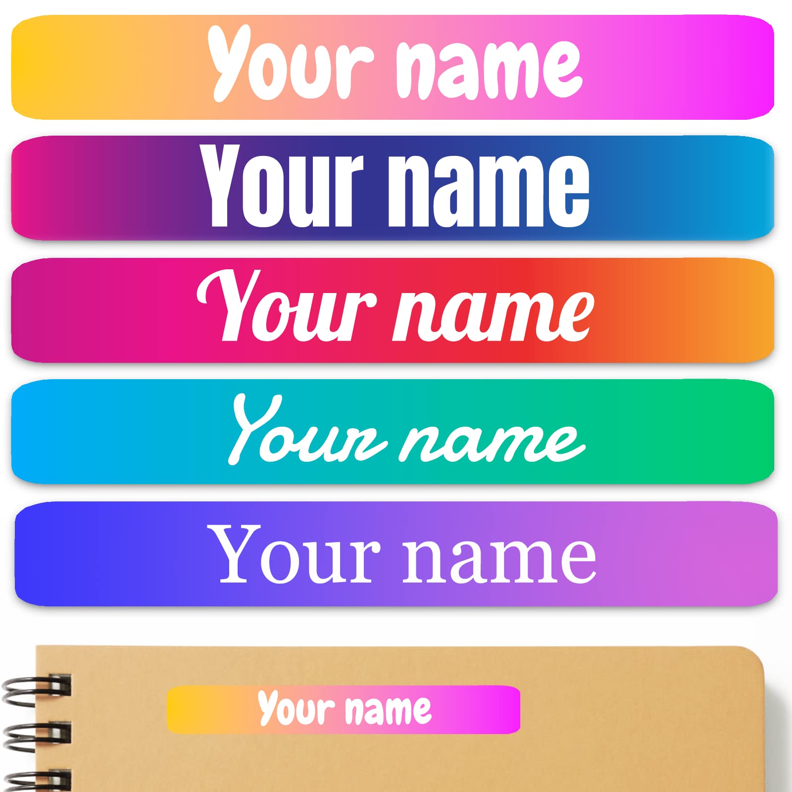 100PCS Personalized Name Labels for Kids - Custom Text Waterproof Stickers for School Supplies, Notebooks, Pencils & Bottles | Cute Designs for Back to School, Daycare & Organization