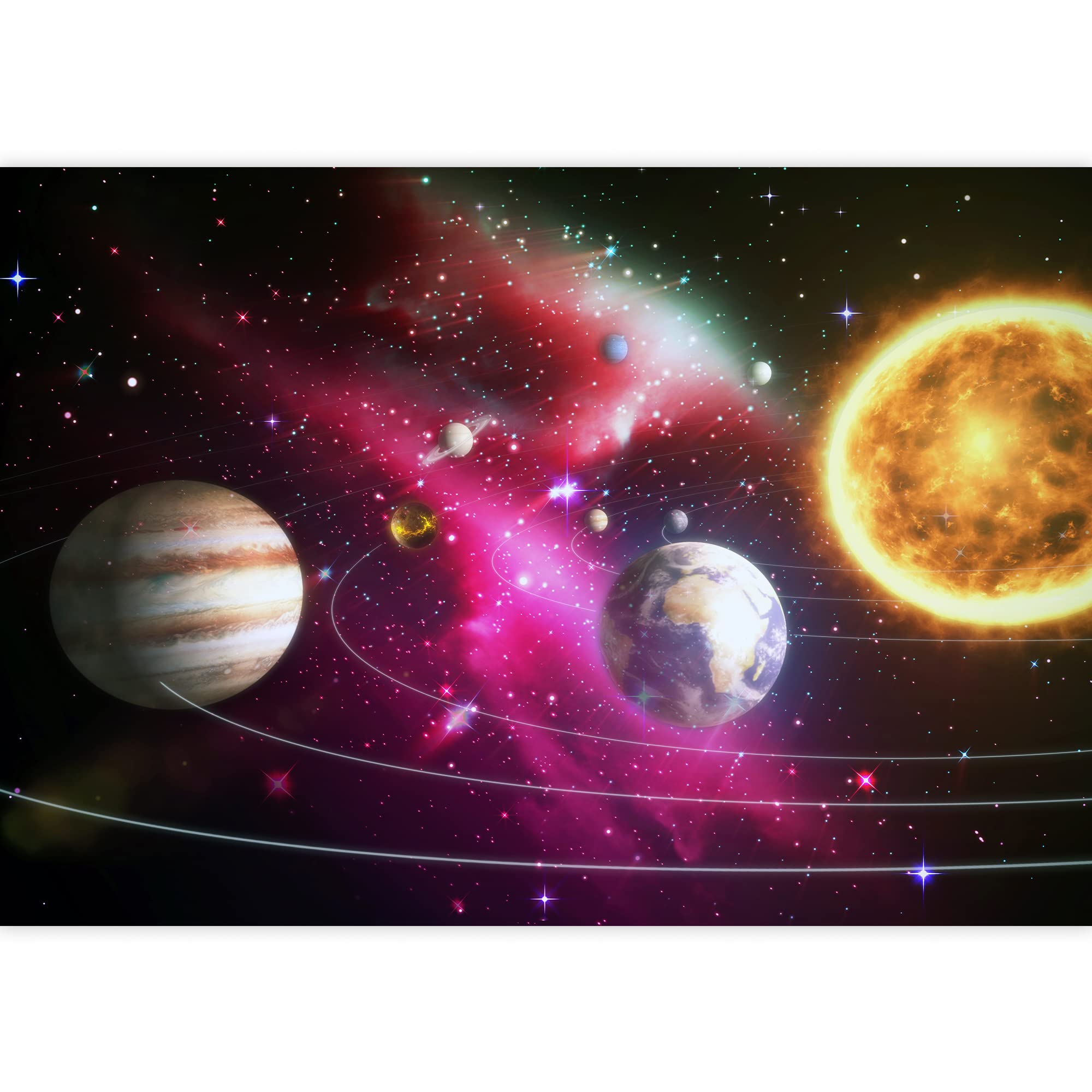 Removable Peel and Stick Wallpaper - Space Themed Universe & Giant Planets Wall Mural for Bedroom (100x144 inches) - Perfect for Kids Room Decor, Nursery, or Home Office Accent Wall
