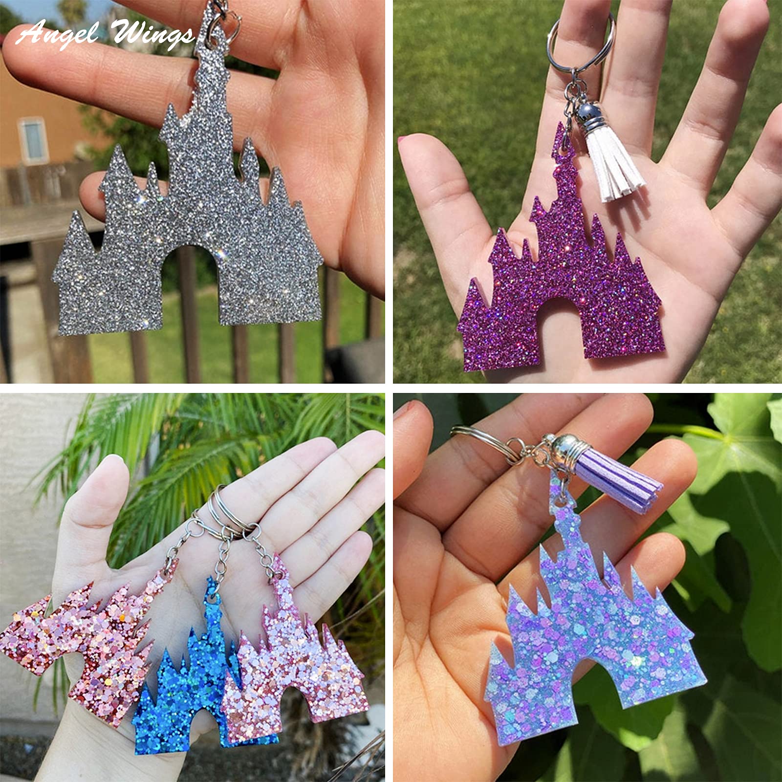 Castle Shape Shiny Glossy Silicone Molds for DIY Keychain Necklace Pendant Jewelry Making - Halloween Theme Epoxy Resin Craft Keychain Mold for Polymer Clay & Resin Art - Perfect for Halloween Decorations, DIY Gifts, and Handmade Jewelry Projects