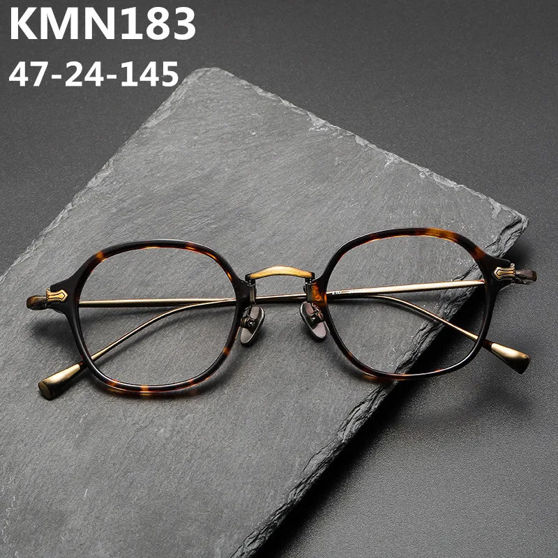 Stylish Unisex Full Rim Polygon Square Titanium Acetate Eyeglasses Frame 11183 - Trendy Geometric Glasses for Work, Reading & Fashion Accessories