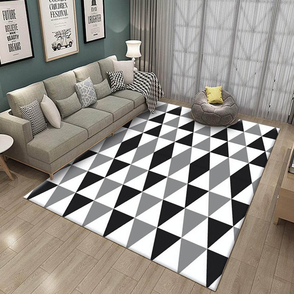 LIKETN Soft Geometric Area Rug 4'x6.5' - Non-Slip Fleece Carpet for Living Room, Bedroom, Nursery - Modern Home Decor Indoor/Outdoor Rug for Kids Crawling, Play Area & High Traffic Spaces