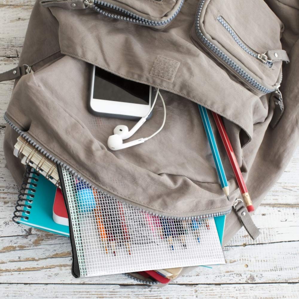 Umriox Clear Mesh Zipper Pouch - 20 Pack Black A6 Pencil Bags for School Office Travel Storage