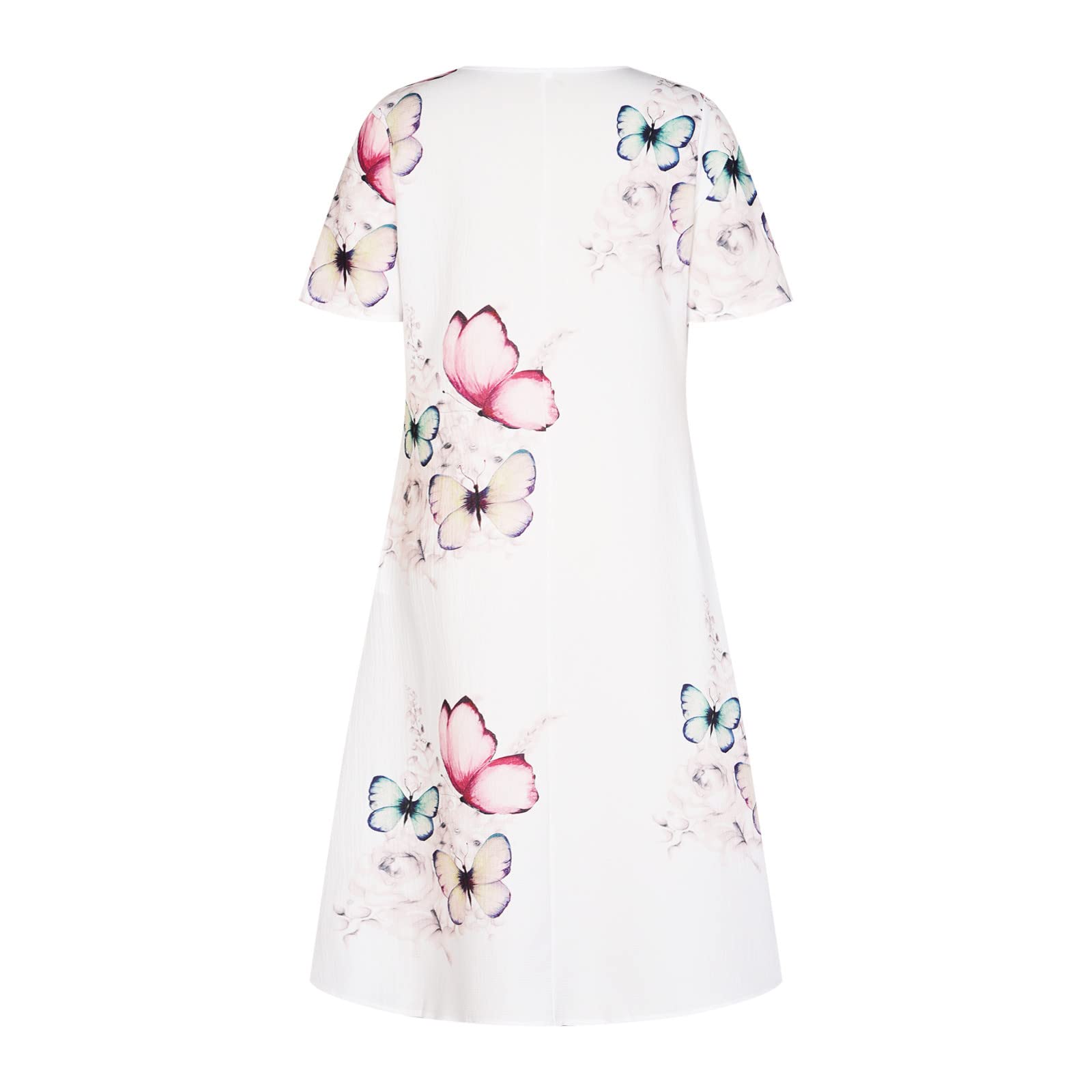Women's Summer Casual Floral Boho Dress 2025 - Button Crewneck Plus Size Dress with Pockets | Perfect for Beach Vacations, Outdoor Picnics, and Summer Parties