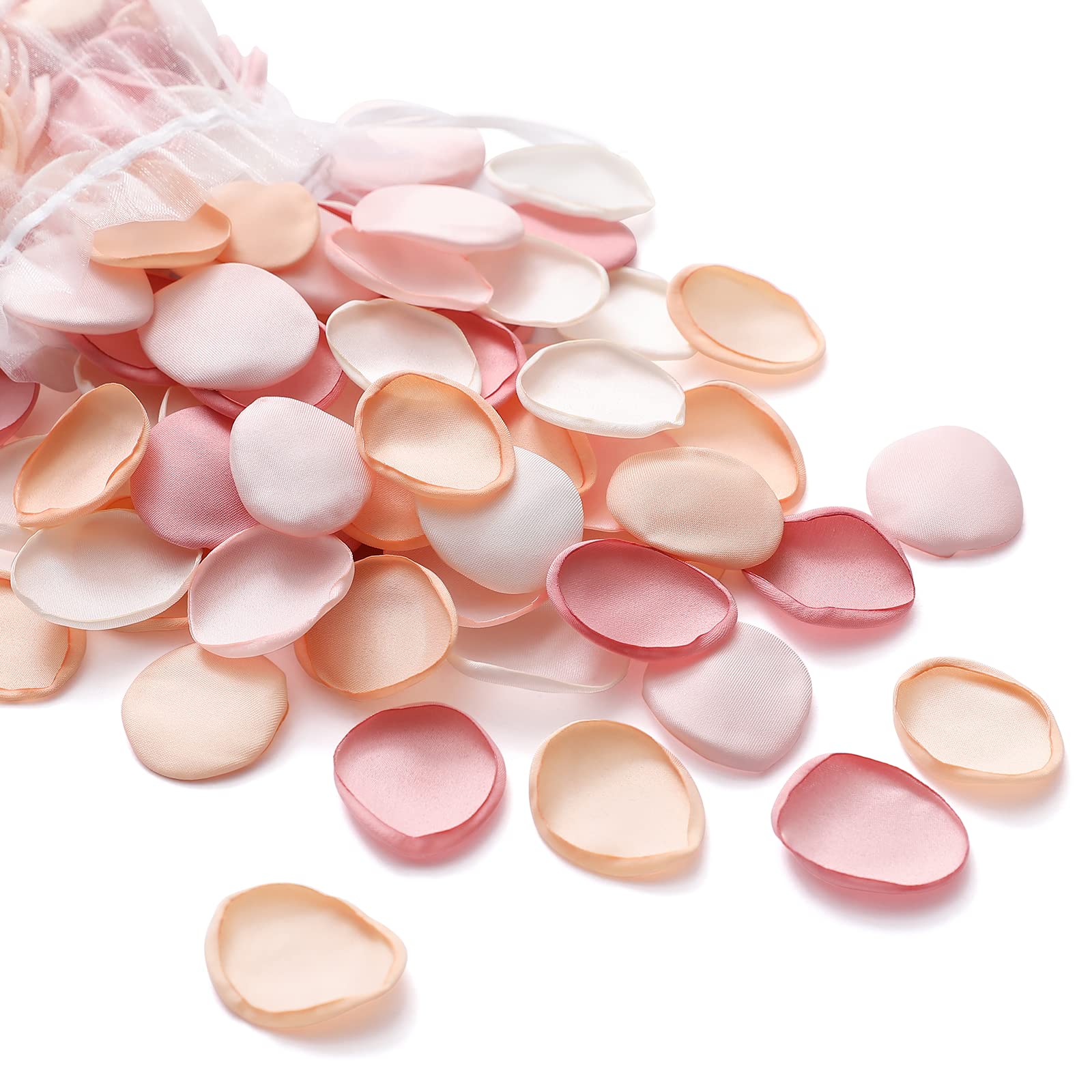 Serwalin Artificial Silk Wedding Bouquets & 300Pcs Rose Petals - Rose Gold Pink Bridal Flowers for Wedding Decorations, Aisle Scattering, Table Centerpieces & Romantic Events