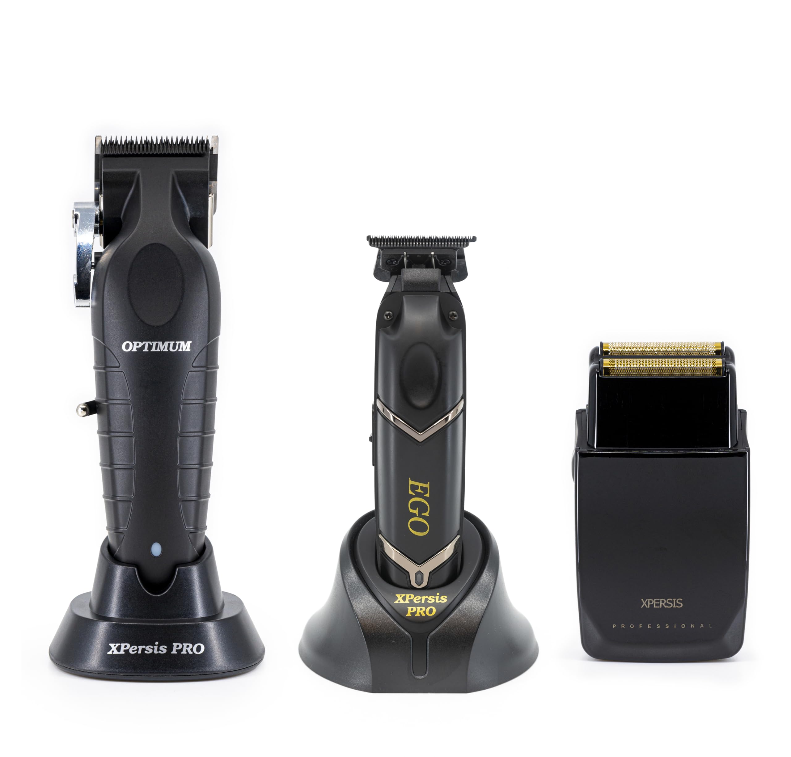 PRO Optimum Ergonomic Hair Clippers for Men - Professional Cordless Hair Trimmer & Electric Razor Foil Shaver with DLC Blade & Brushless Motor - Perfect for Home Barbering, Grooming & Styling - Black
