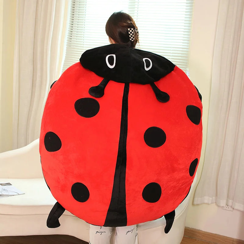 60/80/100cm Giant Ladybug Plush Pillow - Soft Stuffed Beetle Cushion for Kids, Cosplay & Home Decor | Perfect Christmas Gift for Insect Lovers (Use as Bed Pillow, Sofa Decor or Costume Prop)
