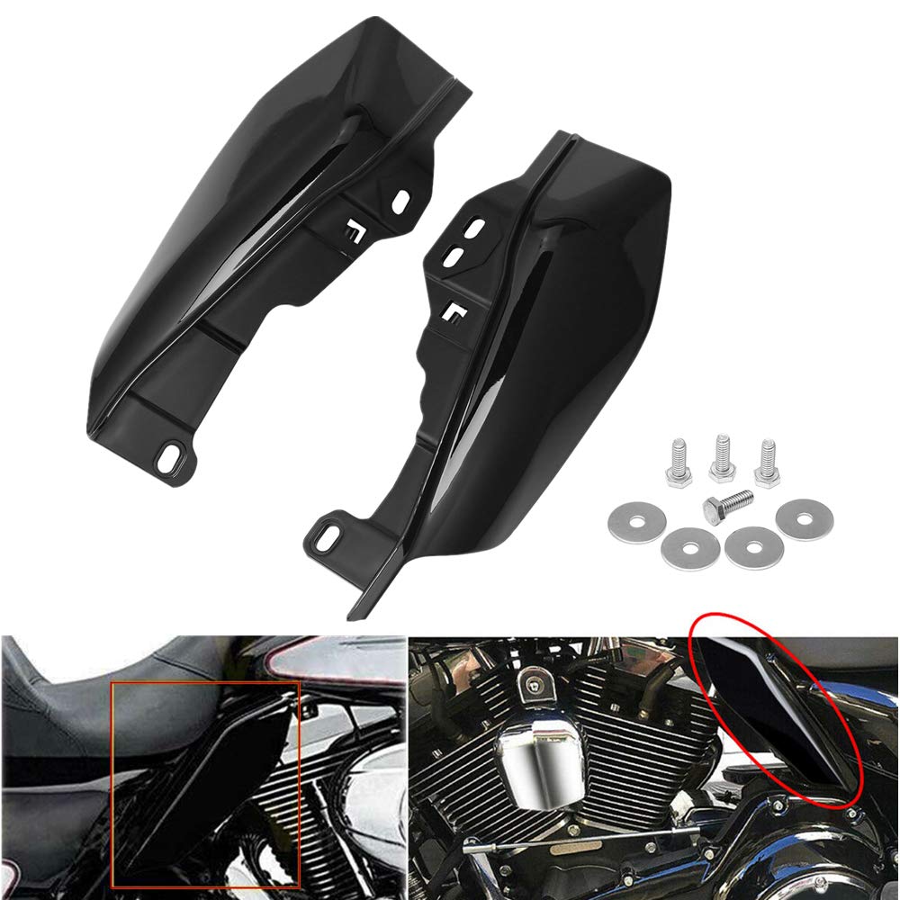 Vivid Black Mid-Frame Air Heat Deflectors & Heat Shield Trim Cover for Harley Touring Electra Street Glide Road Glide Trike 2017-2020 - Reduce Engine Heat & Protect Rider on Long Rides