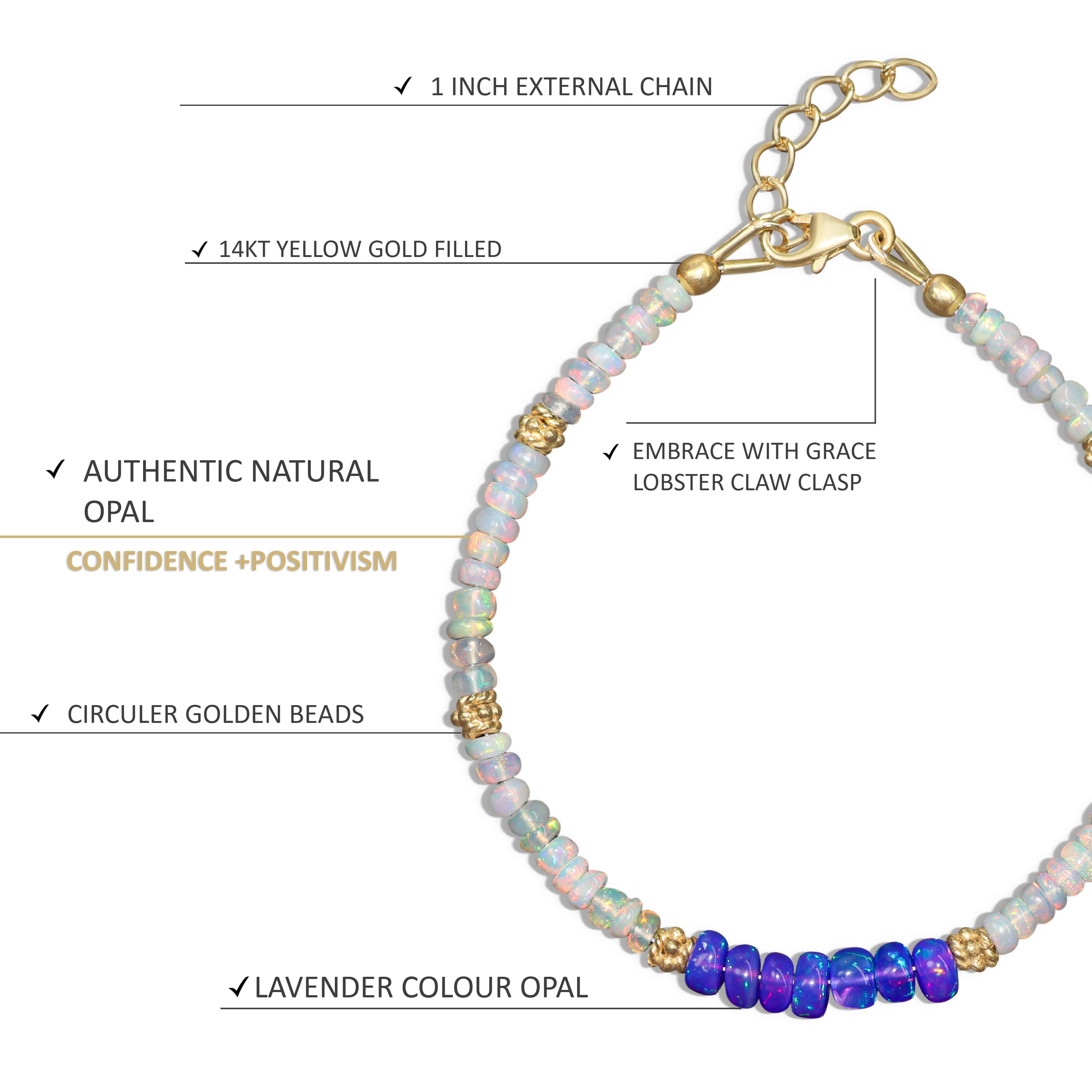 Natural Lavender & White Opal Gemstone Beaded Bracelet for Women - Healing Crystal Jewelry for Meditation, Yoga & Spiritual Wellness