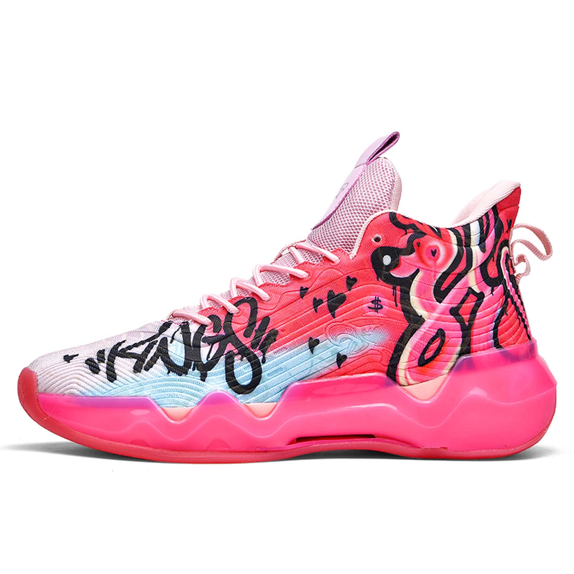 Neutral Fluorescent Basketball Shoes for Men & Women - Super Light High Top Sneakers with Graffiti Style | Perfect for Streetball, Gym Workouts & Casual Wear
