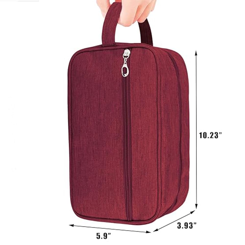 Trawila Travel Toiletry Bag for Women & Men - Water-Resistant Cosmetic Organizer with Divider & Handle - Foldable Makeup Pouch for Brushes, Toiletries & Travel Essentials (Red) - Perfect for Air Travel, Gym & Vacation Packing