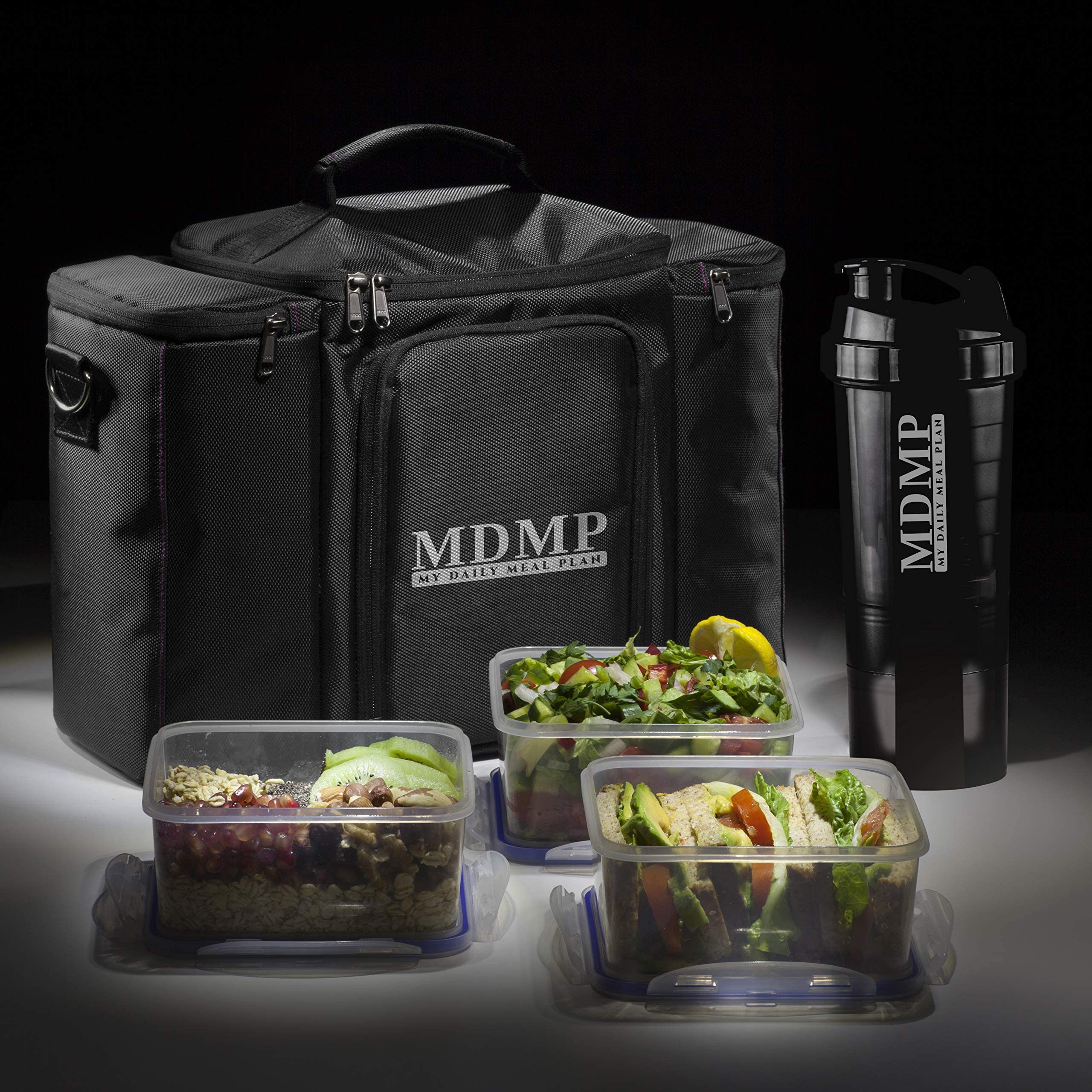 **Insulated Meal Prep Lunch Bag with 3 Large Food Containers (45 Oz), 2 Ice Packs & Shaker – Portable Cooler for Work, Gym & Travel – Black**    (Note: This optimized title includes keywords like 