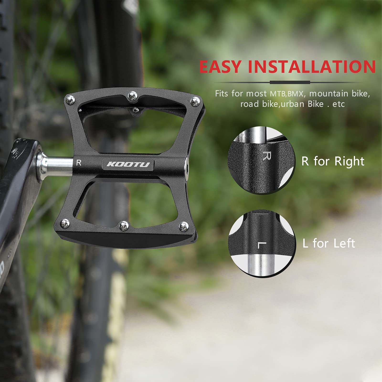 SAVADECK 9/16 Inch Aluminum Alloy Mountain Bike Pedals - Lightweight Anti-Slip Platform Pedals for MTB, Road Bike, Folding Bike & Cruiser | Perfect for Commuting, Trail Riding & Urban Cycling