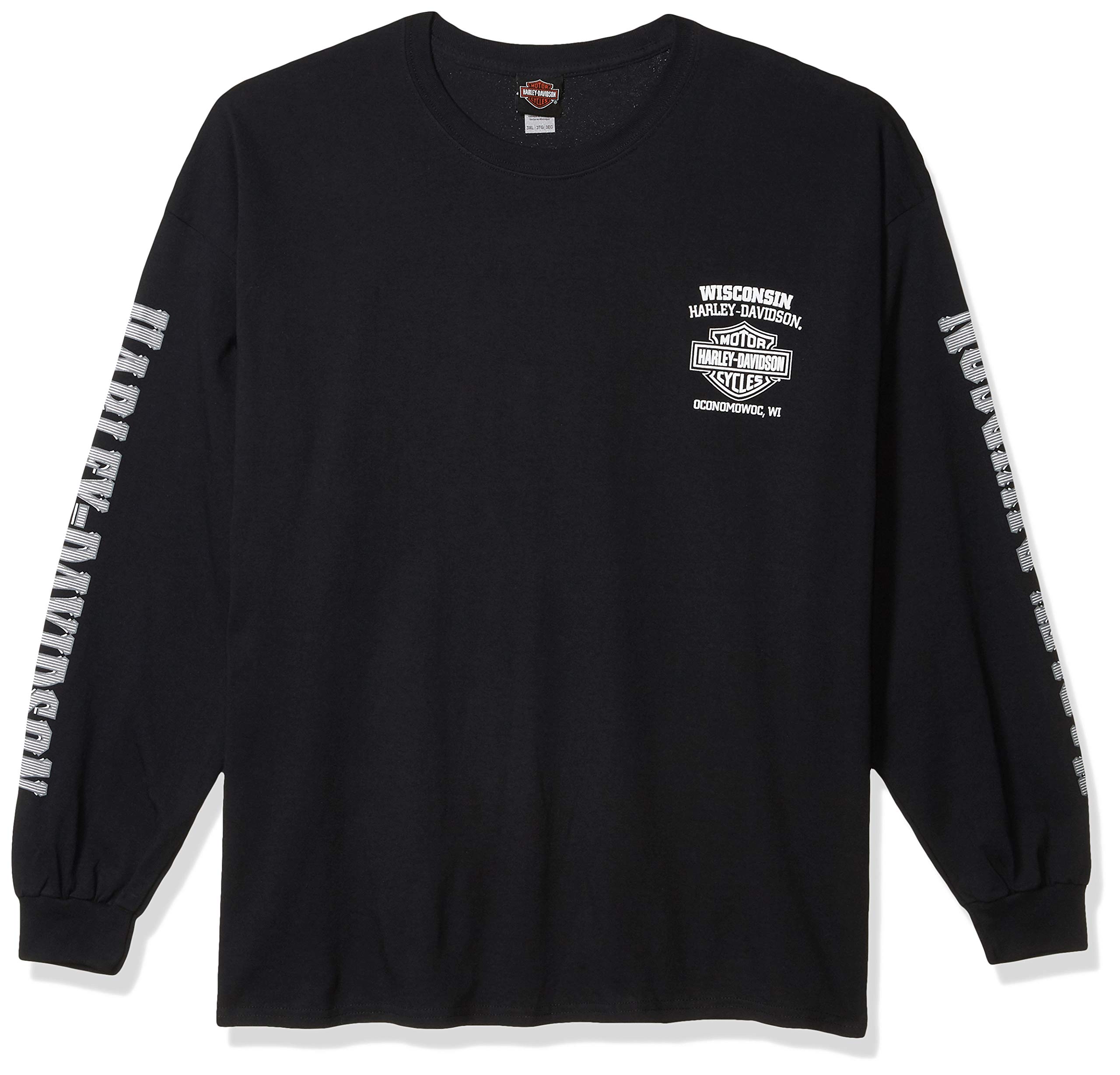 Harley-Davidson Men's Skull Lightning Graphic Long Sleeve T-Shirt - Black Cotton Crewneck Shirt for Motorcycle Riders & Biker Enthusiasts - Perfect for Riding, Casual Wear & Gifts
