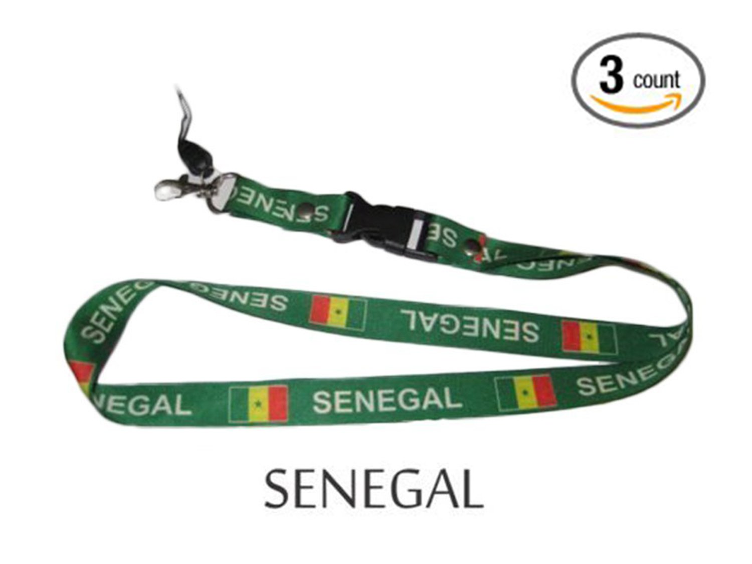 Premium Lanyard Neck Strap with Keychain & Card Holder - 3-Pack Durable Badge ID Holder for Work, School, Events - Perfect for Teachers, Nurses, Security & Office Professionals (Senegal Design)