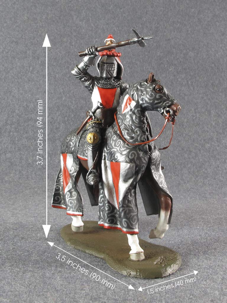 Medieval Knight Sir John Chandos Tin Metal Toy - 1/32 Scale Hand-Painted Cavalry Soldier Collectible - Perfect for History Enthusiasts, Home Decor & Wargaming Scenes