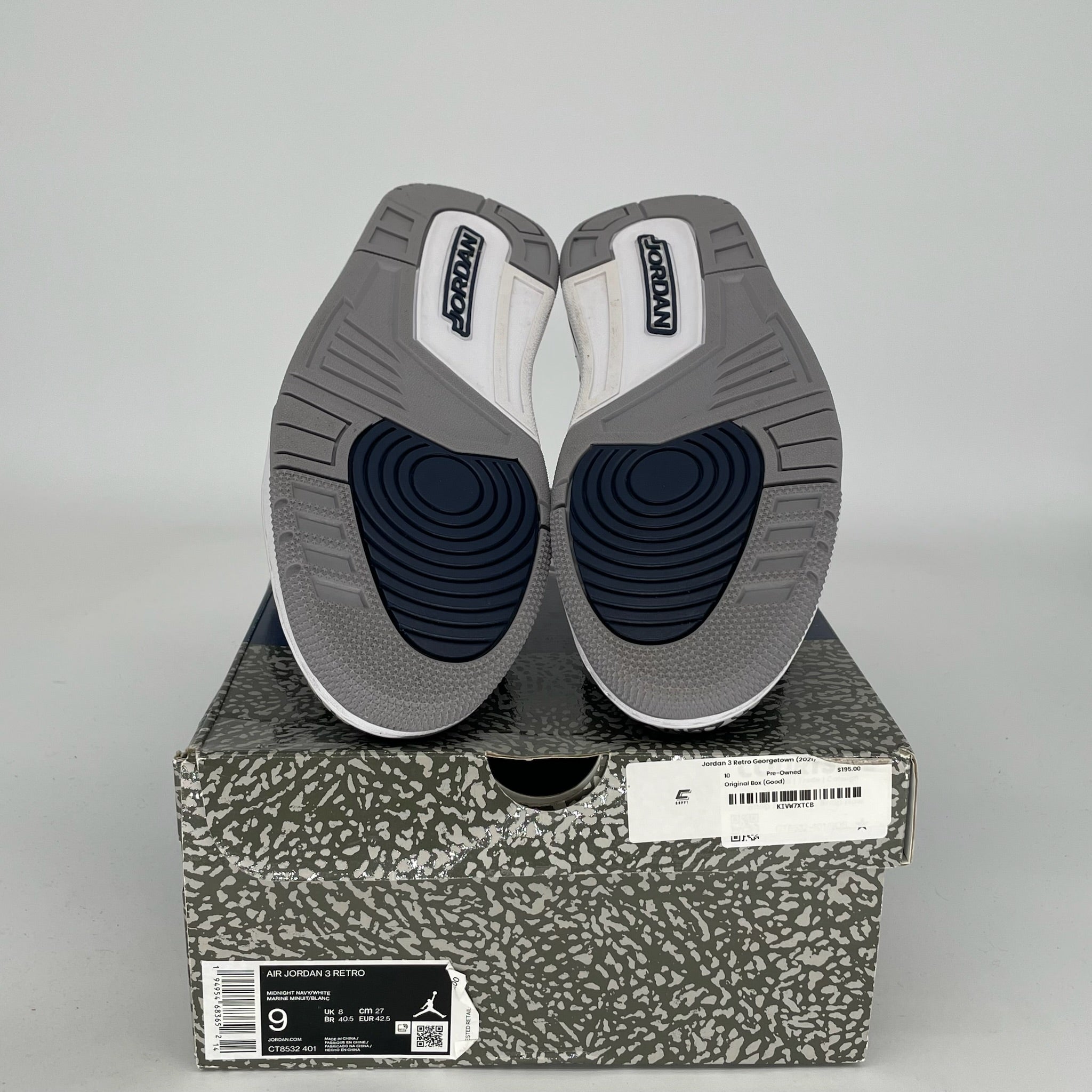 AIR JORDAN 3 GEORGETOWN Retro Sneakers - Men's Size 9 (CT8532-401) - Basketball Shoes for Streetwear & Casual Style