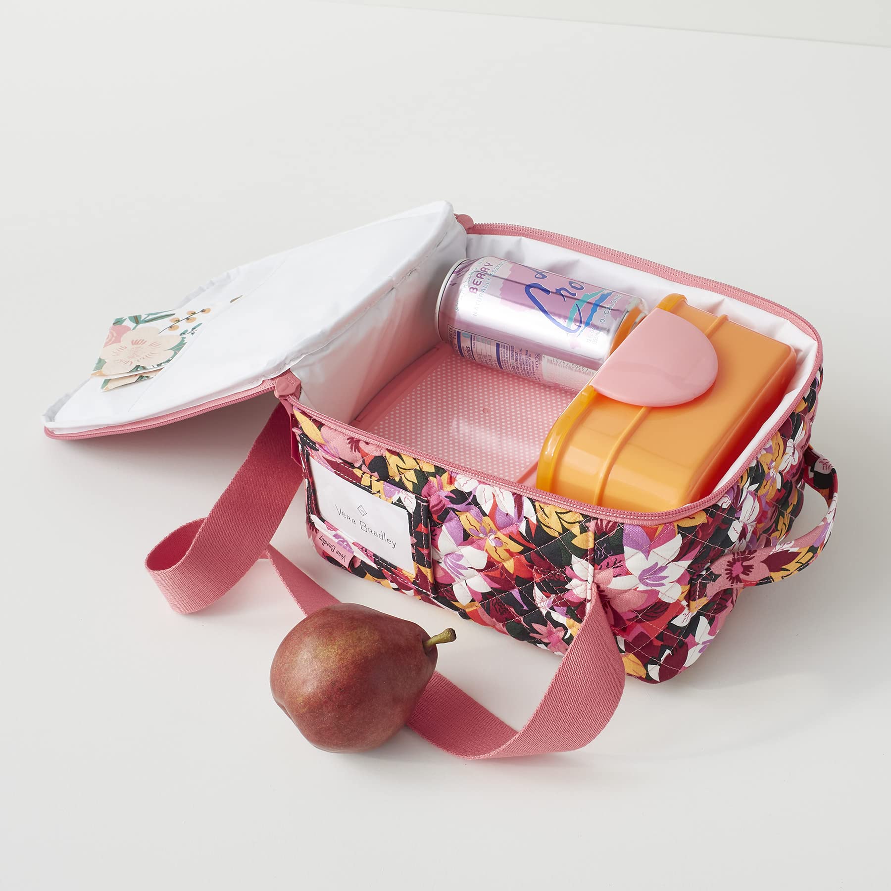 Vera Bradley Women's Cotton Deluxe Lunch Bunch Lunch Bag | Insulated Reusable Lunch Tote for Work, School & Picnics | Black Bandana Medallion Design | One Size Fits All