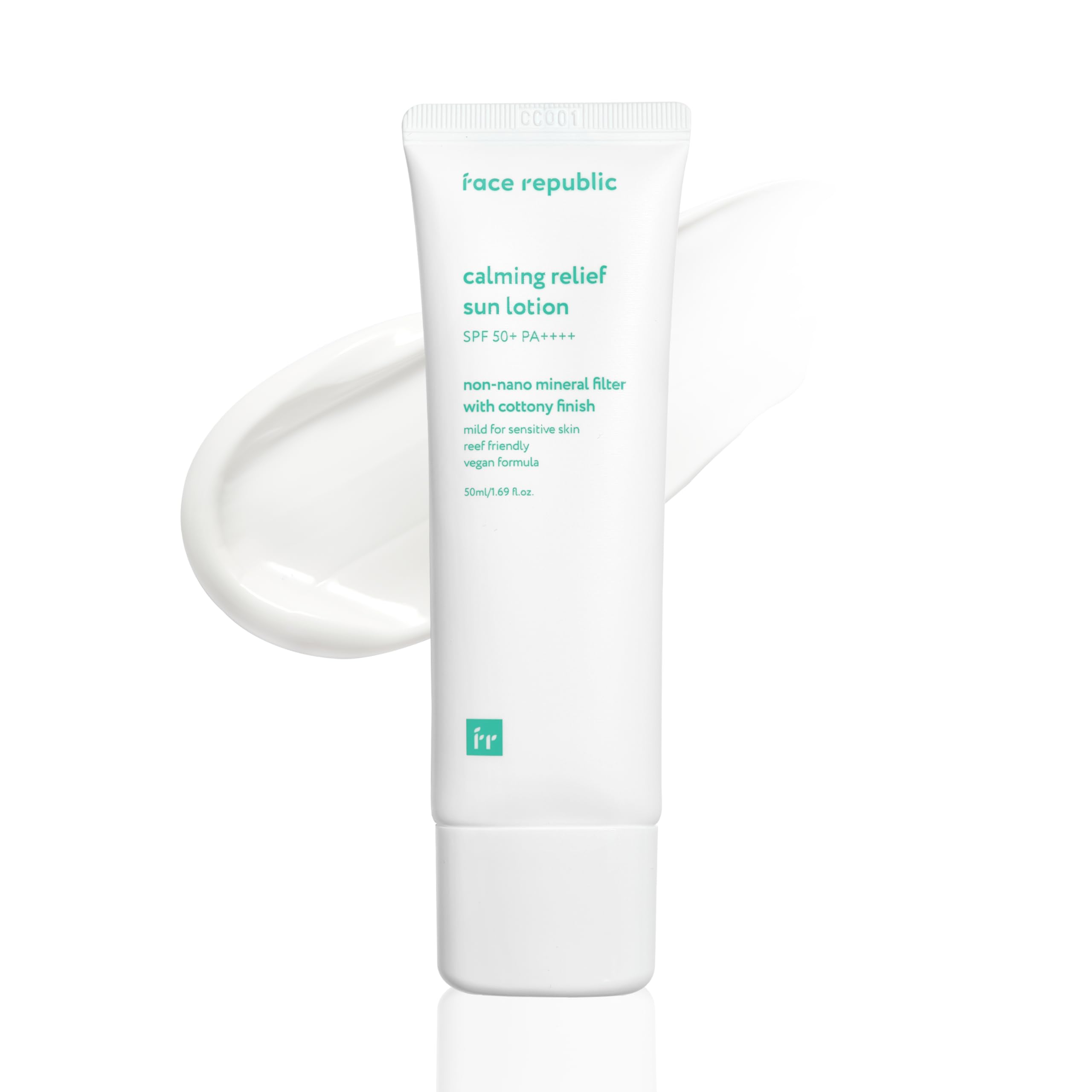 Face Republic Calming Relief Sun Lotion SPF50+ 50ml | Broad Spectrum UV Protection Mineral Sunscreen for Sensitive Skin | Non-Sticky, Reef Safe, Vegan Korean Skincare | Daily Use, Beach, Outdoor Activities