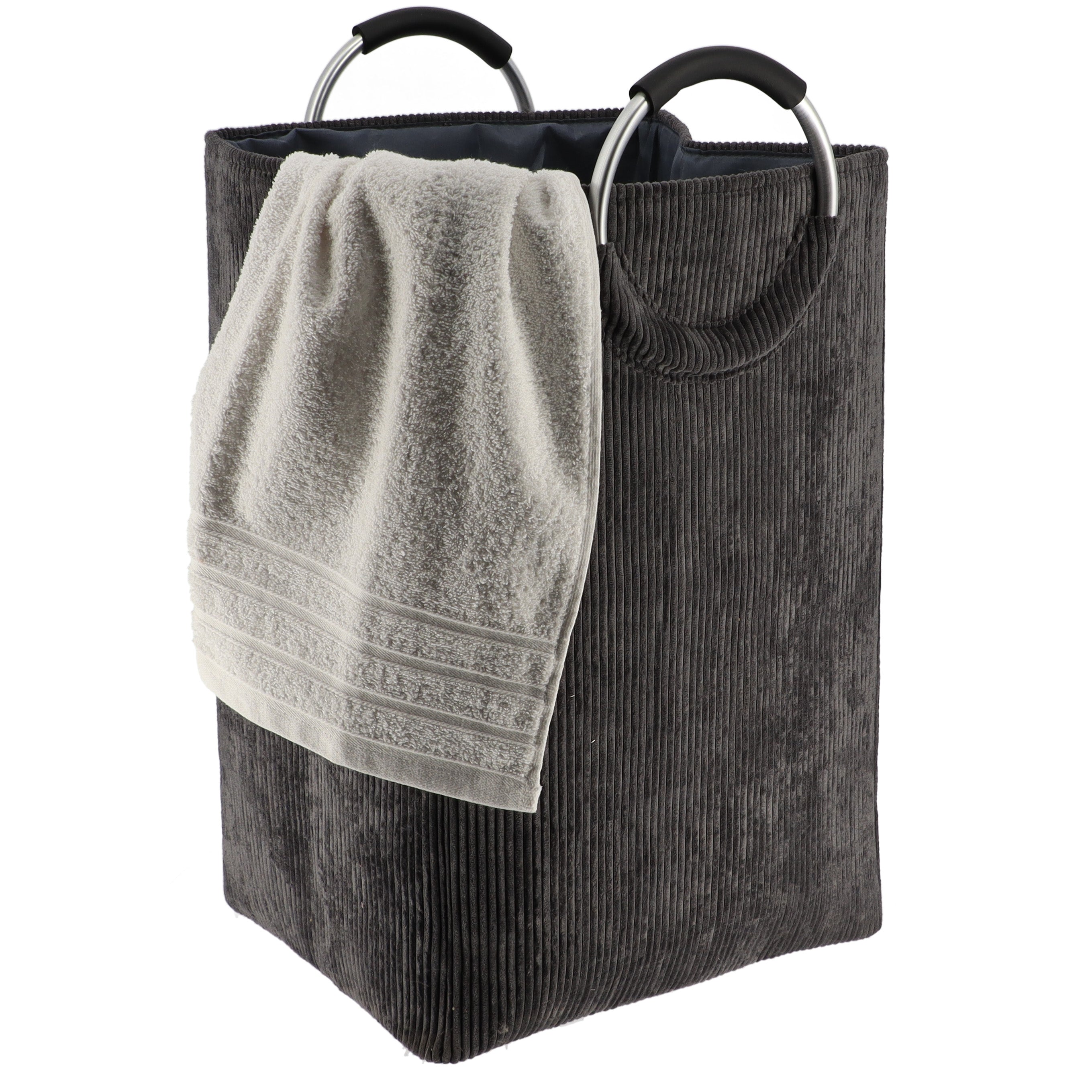 Foldable Corduroy Laundry Basket 55L - Large Collapsible Clothes Hamper with Handles for Home, Dorm, Camping & Travel Storage