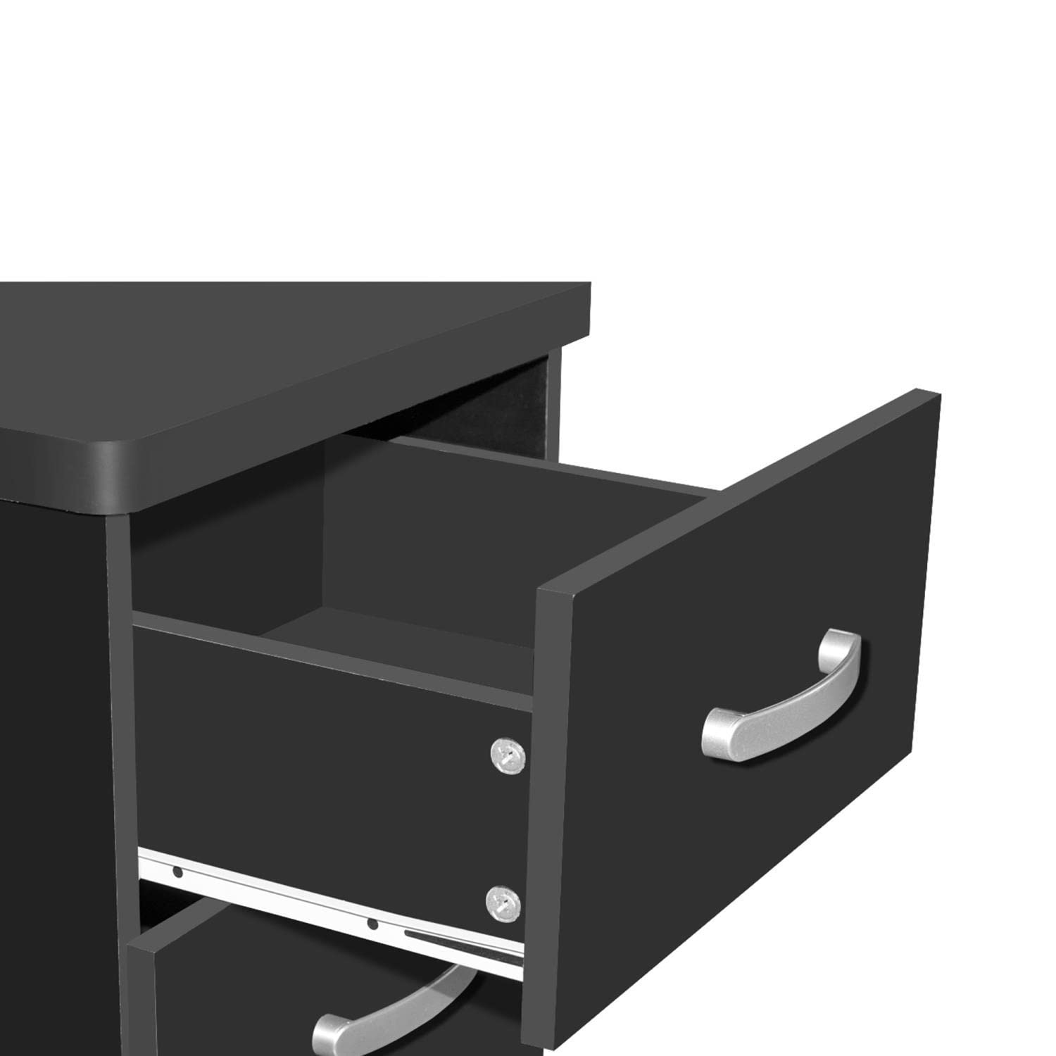 Better Home Products Night Stand with 2 Drawers - Black Wooden Bedside Table for Bedroom, Living Room & Office - Compact Storage Solution for Lamps, Books & Essentials