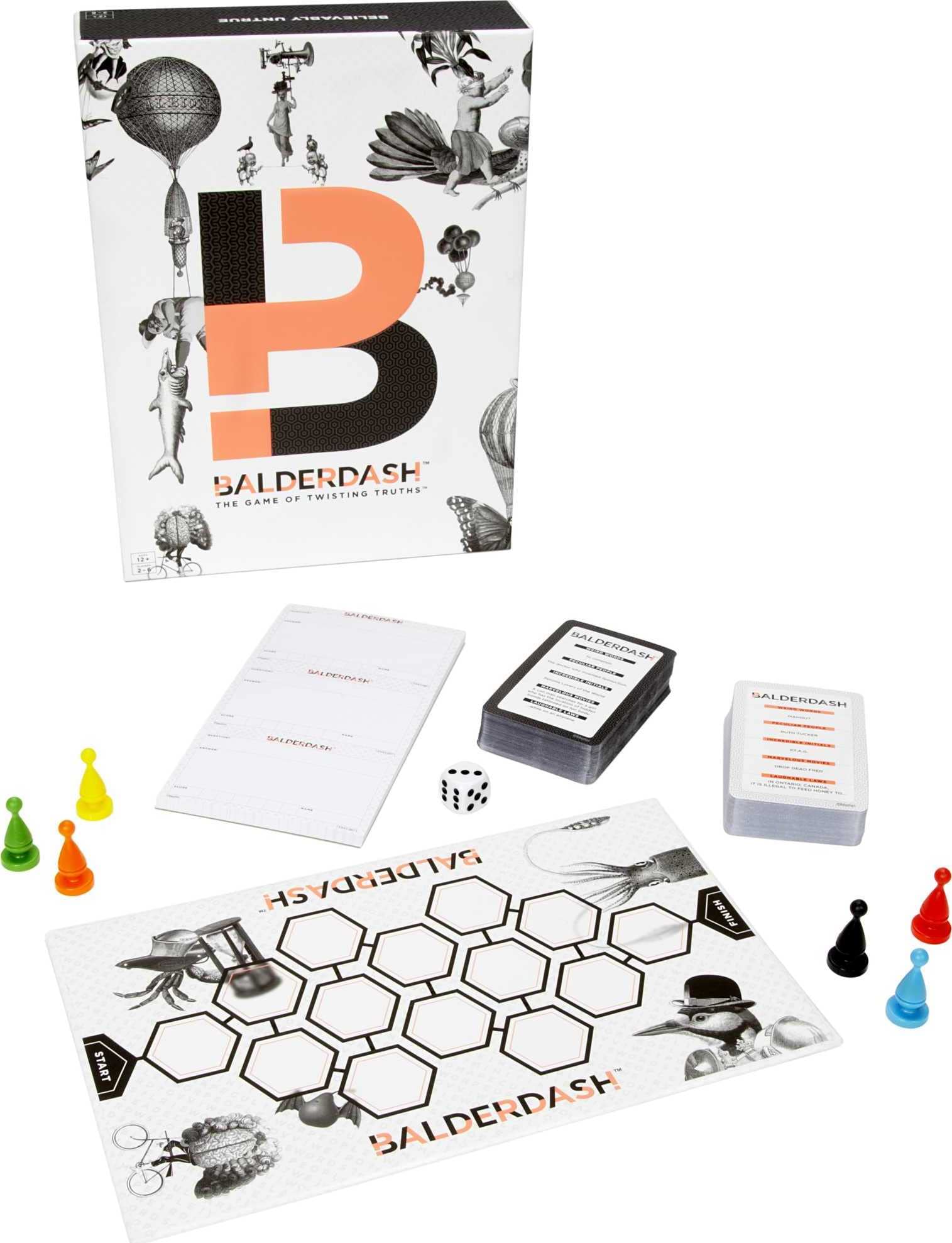 Mattel Games Balderdash Board Game for Adults & Teens - Fun Guessing & Bluffing Game of Twisting Truths, Perfect for 2 to 6 Players - Ideal for Family Game Nights & Party Gatherings