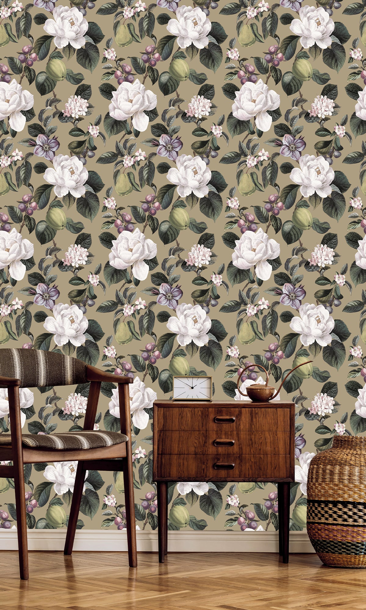 Gilver Pear & Blossom Elegance Wallpaper R9643 - Premium Peel and Stick Wallpaper for Bedroom, Living Room, Nursery - Easy DIY Home Decor Upgrade
