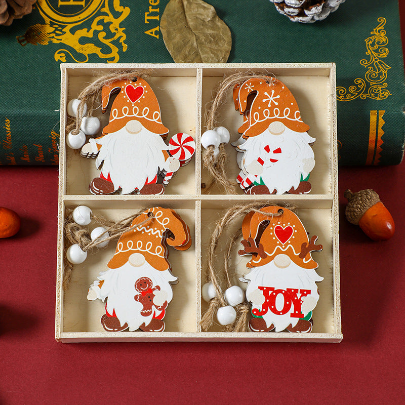 2-Pack Christmas Gnome Ornaments Set - Festive Wooden Tree Decorations (Set of 12) - Perfect for Holiday Home Decor, Xmas Tree Trimming & Gift Giving