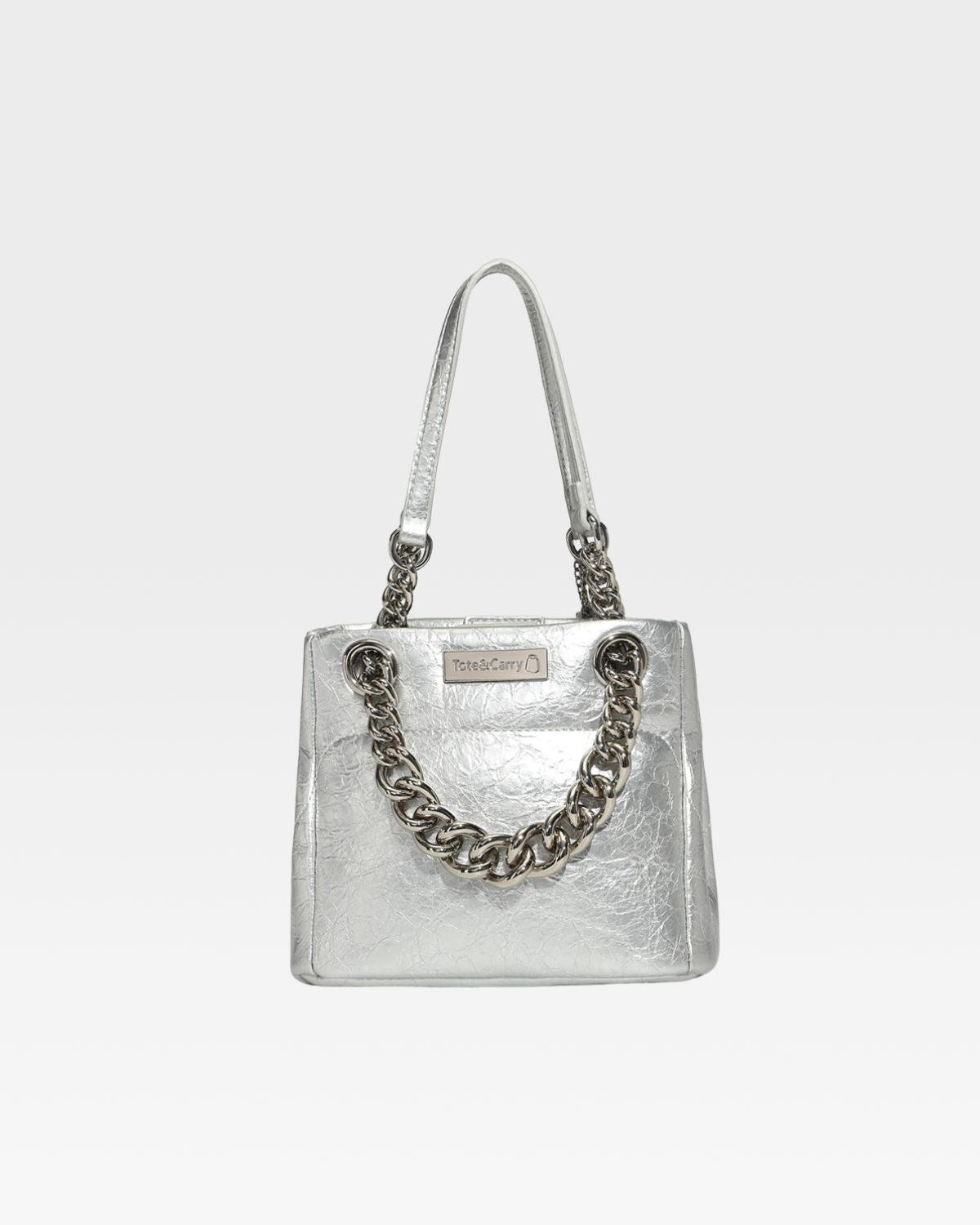 Stylish Silver Leather Mini Tote Bag for Women - Perfect for Work, Travel & Everyday Use