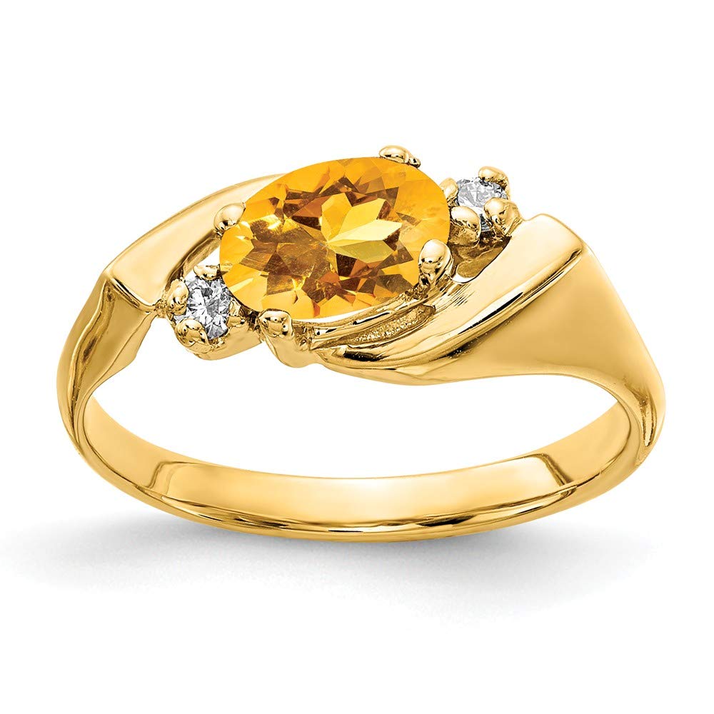 14K Yellow Gold Oval Citrine Diamond Ring for Engagement & Gifts