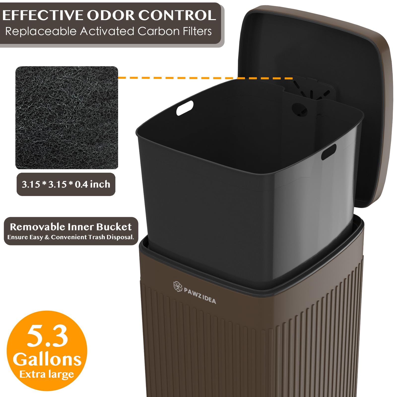 PAWZIDEA 5.3 Gallon Odor-Proof Dog Waste Station with Lid - Activated Carbon Outdoor Pet Poop Trash Can, Waterproof Dog Poop Disposal Bin for Backyard, Garden & Patio - Ideal for Pet Waste Management & Odor Control