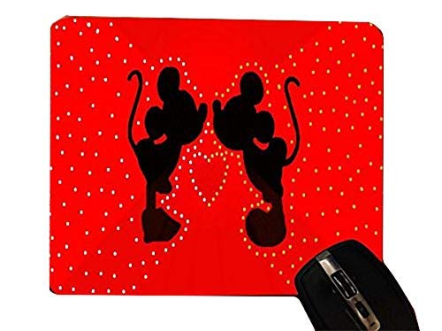 Trendy Accessories Lovely Cute Mice Silhouettes Red Heart Design Print Desktop Office Silicone Mouse Pad - Perfect for Home, Office, and Gaming Setups