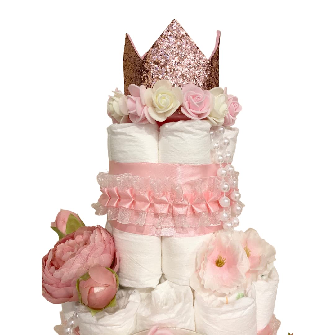 4-Tier Princess Diaper Cake for Baby Girls - Newborn Diaper Gift Set with 12 Diapers | Perfect for Baby Showers, Gender Reveals & Welcome Home Decor