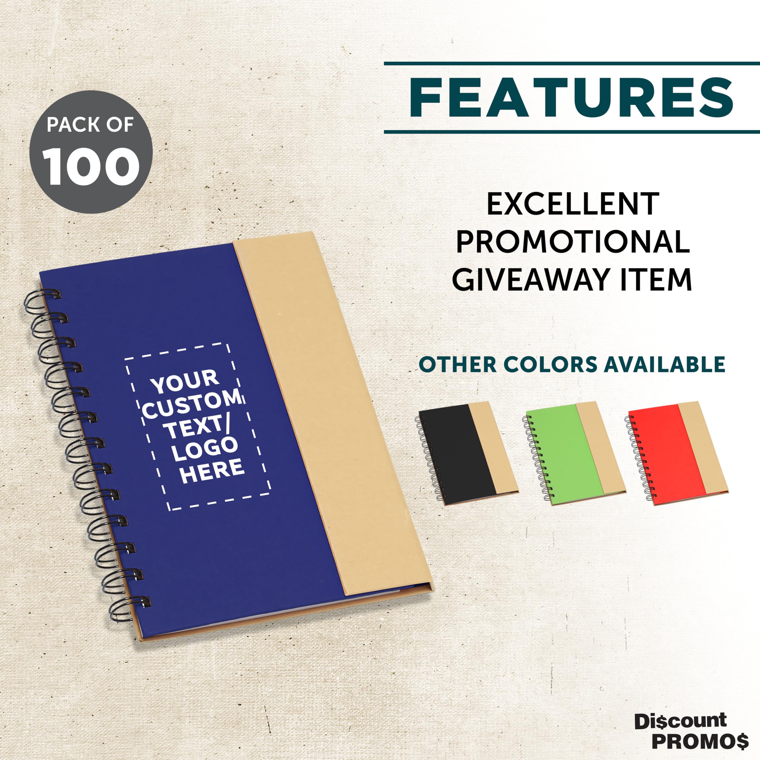 Custom Eco-Friendly Spiral Notebooks with Pens - 100-Pack Bulk Set (Blue) | Personalized School Supplies, Office & Home Use | Sustainable Writing Notebooks for Students, Professionals & Journaling