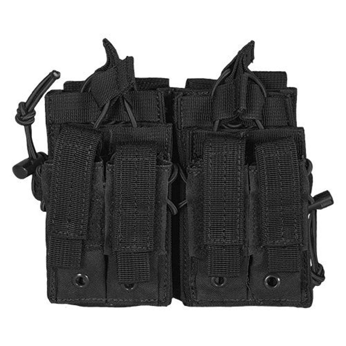 Fox Outdoor Products Tactical Quad Stack Magazine Pouch - Durable MOLLE Compatible Accessory for AR-15, AK-47 & Rifle Magazines | Perfect for Hunting, Range Training & Tactical Missions