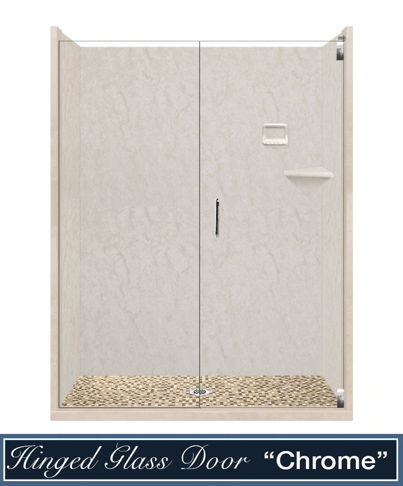 Premium Rafe Marble Alcove Shower Kit with 3 Accent Options (Liner Optional) - Luxury Bathroom Upgrade for Modern Homes & Spa-Like Experience