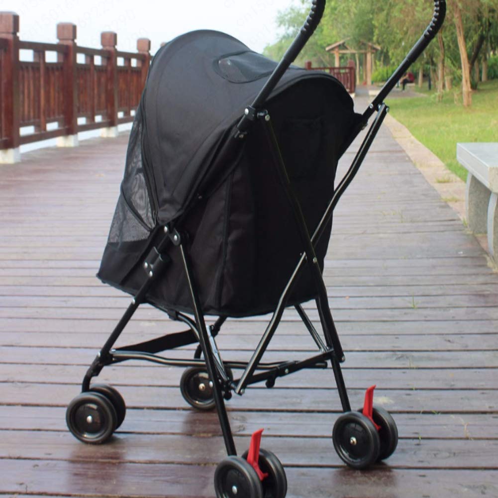 Premium 4-Wheel Pet Stroller for Cats & Dogs Up to 22Lbs - Foldable Jogger Travel Carrier with Breathable Mesh - Perfect for Walking, Jogging & Outdoor Adventures (Black)