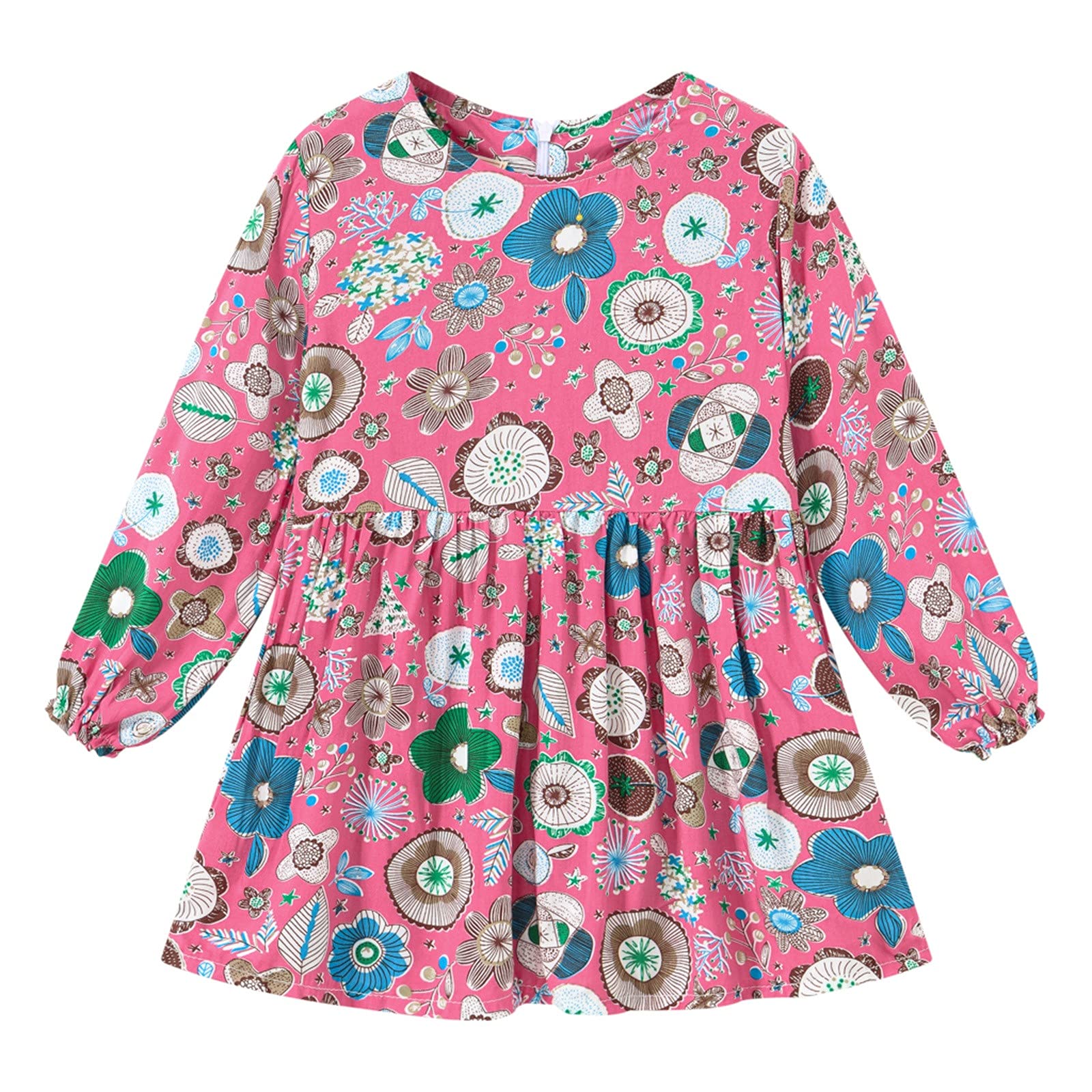 Floral Print Long Sleeve Toddler Dress for Girls - Casual Baby Girl Outfit for Outdoor Play, Birthday Parties & Family Photos
