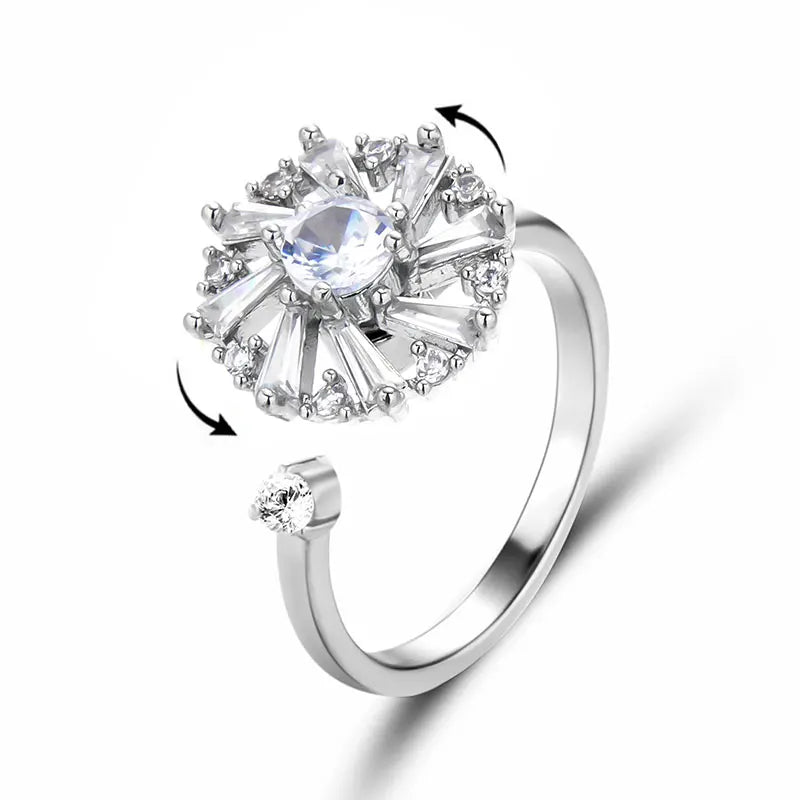 Anxiety Relief Ring with Daisy Flower & Butterfly Design - Stress Relief Jewelry for Women - Perfect for Anxiety, Meditation & Everyday Wear