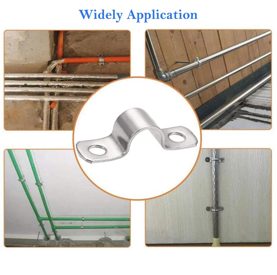 **AKIHISA 3.5 Inch Heavy Duty 2 Hole Strap Clamp, 5-Pack Stainless Steel 304 U-Bracket Pipe Clamps for Secure Wire & Cable Fastening (ID 89mm) - Ideal for Plumbing, Electrical, and HVAC Installations**