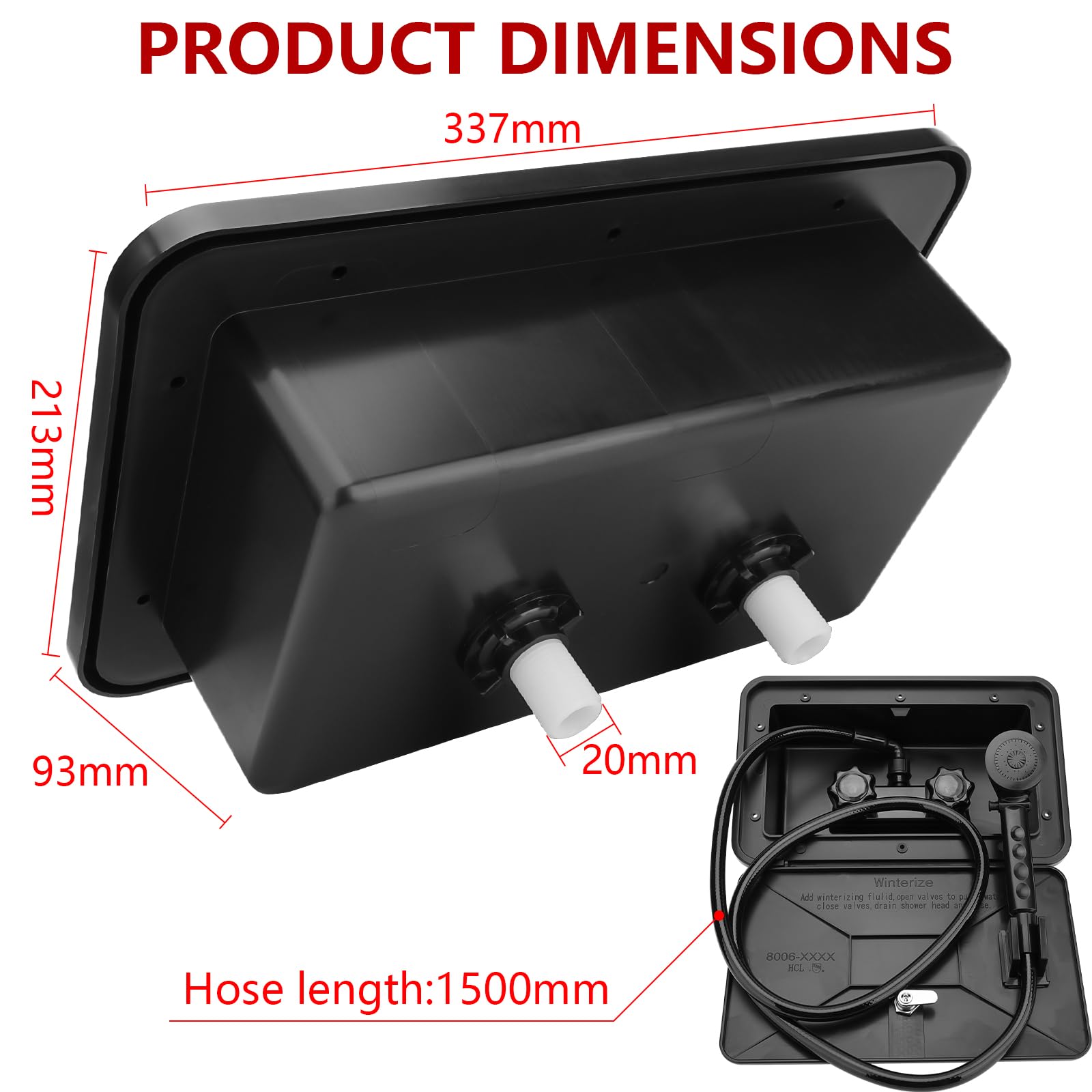 RV Outdoor Shower Kit - Exterior Waterproof Shower Box for Campers, Trailers, Vans & Boats | Durable Black Design | Perfect for RV Parks, Beach Trips & Off-Grid Living
