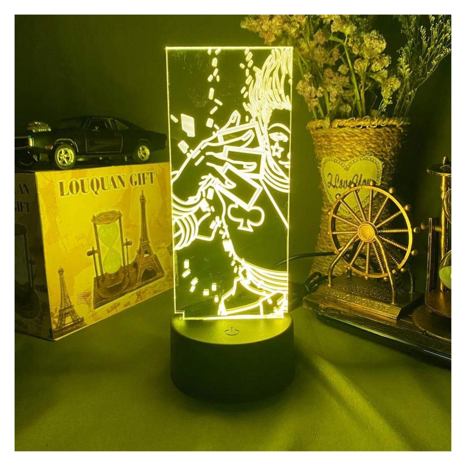 Smart LED Anime Desk Lamp with Motion Sensor - 7 Color Changing Night Light for Kids, Hisoka with Cards Design - Perfect for Bedroom, Study, and Gift Giving