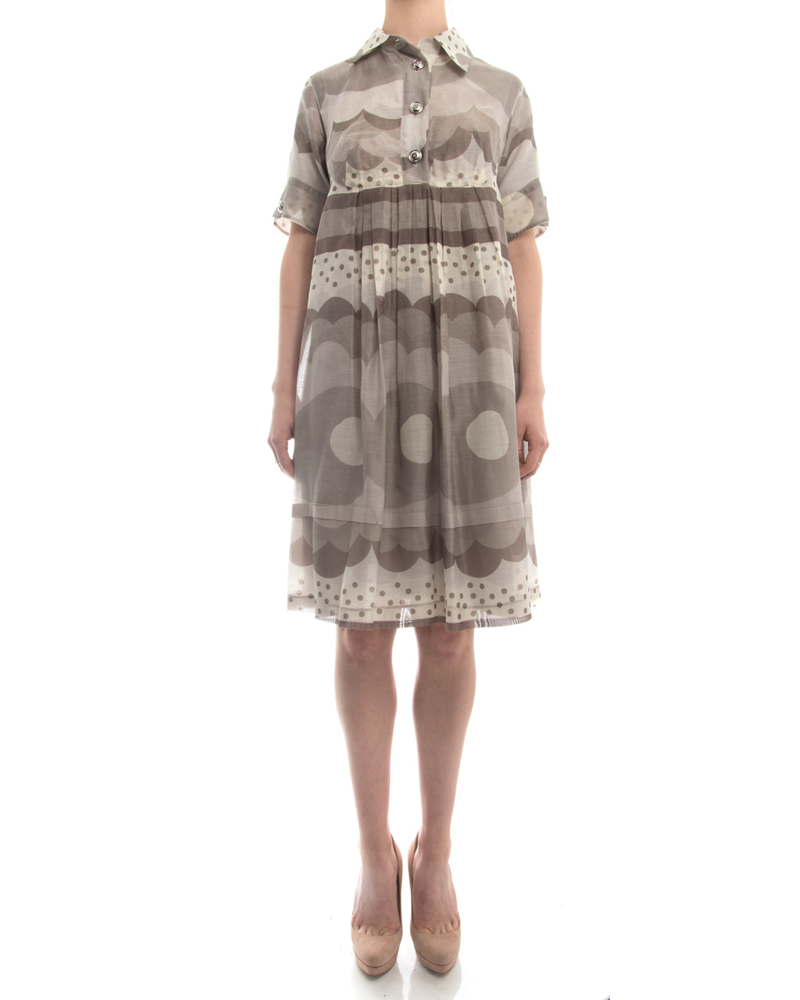 Burberry Light Taupe Pattern Trapeze Dress | Elegant Women's Fashion | Perfect for Cocktail Parties & Formal Events