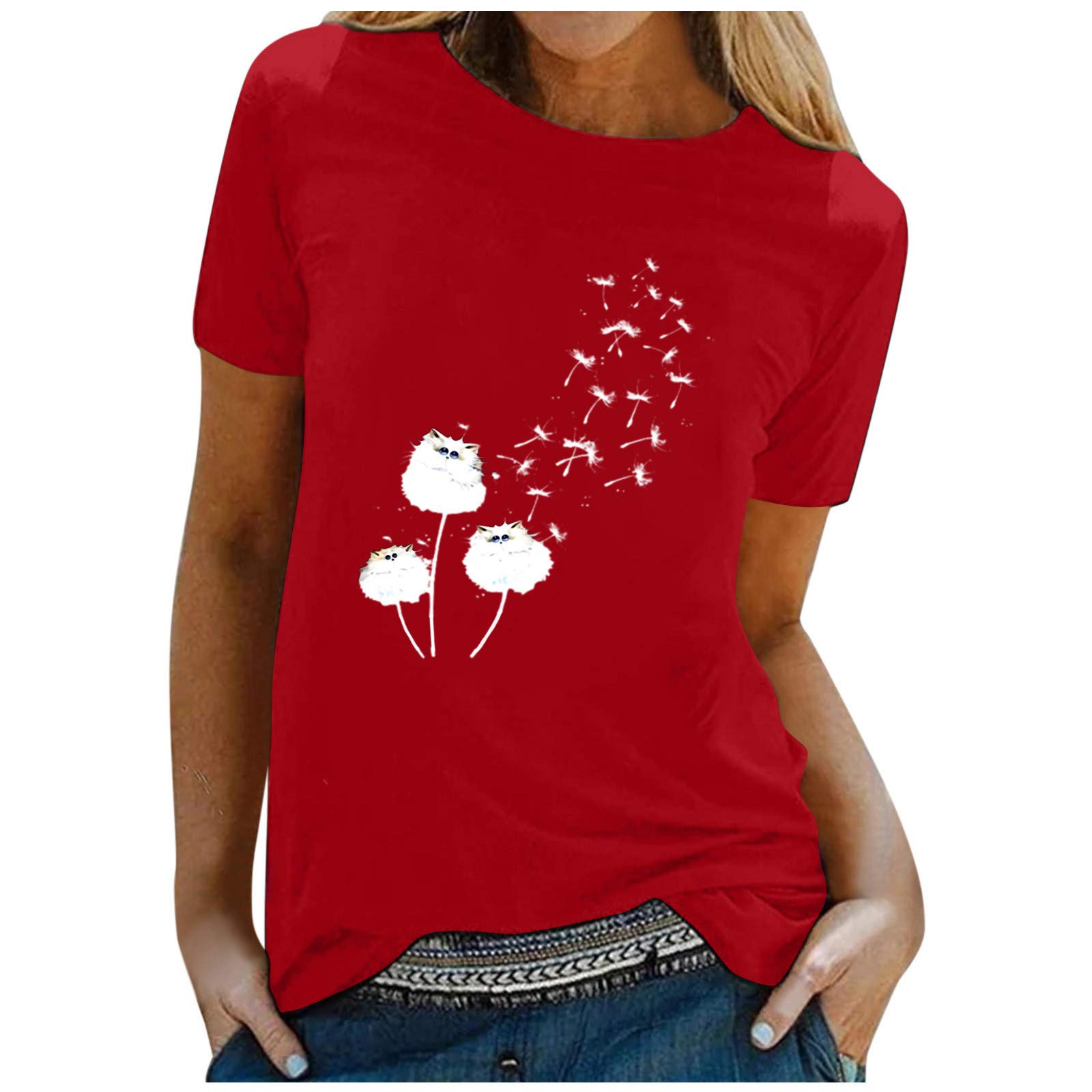 Women's Summer Floral Printed Short Sleeve Tunic Top - O-Neck Casual Blouse for Workout & Daily Wear | Perfect for Yoga, Office, and Weekend Outings